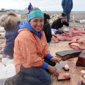 Marjorie working at whale harvest